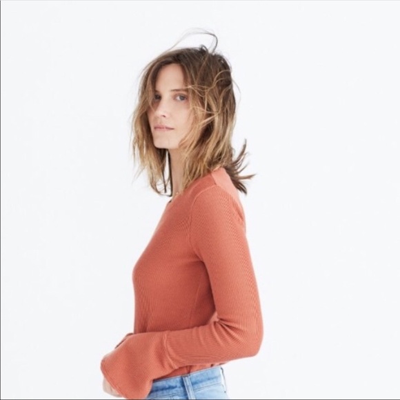 Madewell Ruffle Cuff Ribbed Top - Picture 3 of 5